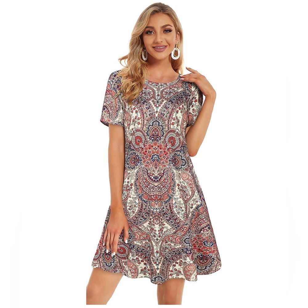 NWOT - elescat Women Summer Dress Tshirt Beach Sundress Casual